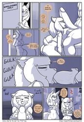 absurd_res bear bear213 bewear big_penis black_and_white bodily_fluids bottomless canid canine clothed clothing comic crop_top cum deer dimond(bear213) fellatio female fox generation_7_pokemon genital_fluids genitals hi_res inside kuma_grizzly male mammal marie(misuzugon) monochrome nintendo oral penile penis pokemon pokemon_(species) sex shirt size_difference swallowing topwear