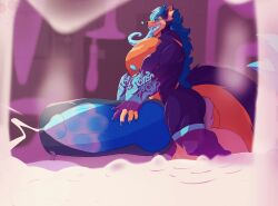 animal_genitalia anthro anus ass balls big_balls big_butt big_pecs big_penis bodily_fluids canid canine canis cum deity digital_drawing_(artwork) digital_media_(artwork) dragon ejaculation fur genital_fluids genitals hair hi_res huge_balls hybrid hyper hyper_balls hyper_genitalia lewdoverich male mammal multi_tail multicolored_body multicolored_fur muscular muscular_male mythological_creature mythological_scalie mythology nude orgasm pecs penetrable_sex_toy penis puffy_anus scalie sex_toy sheath soules soules_(character) tail tattoo transformation wolf