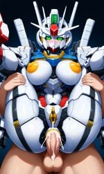 1girls ai_generated anus ass_focus asshole being_held breasts female gundam gundam_aerial gundam_suisei_no_majo hand_on_butt held_by_legs held_up humanoid legs_held_up legs_up looking_at_own_ass mecha mobile_suit robot robot_girl standing standing_sex thick_ass thick_thighs tight_ass