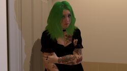chubby cornered goth green_hair imminent_rape scared tattoo virtamate