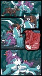 absurd_res ancient_pokemon animal_genitalia animal_penis animal_pussy anus ass ass_up balls black_body black_fur blue_body blush bodily_fluids brown_body brown_fur canine_genitalia canine_penis canine_pussy cave claws cum cum_in_pussy cum_in_uterus cum_inside dialogue doggy_style duo egg fallopian_tubes female feral freetao from_behind_position fur generation_2_pokemon generation_9_pokemon genital_fluids genitals hair hand_on_belly hi_res horn houndoom impregnation internal knot knotting legs_together looking_back looking_pleasured low-angle_view male male/female multiple_impregnation nintendo ovaries oviposition paradox_pokemon penis plap pokemon pokemon_(species) pregnant purple_hair pussy rear_view red_eyes sex sniffing sperm_cell splurt spread_legs spreading tongue tongue_out uterus walking_wake white_body x-ray_view y_anus yellow_sclera