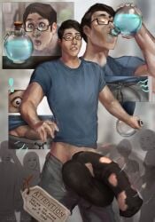 animal_genitalia animal_genitalia_on_humanoid animal_penis balls big_balls big_penis bottomwear bottomwear_down clothed clothing drinking_potion equine_genitalia equine_penis eyewear female genital_transformation genitals glasses group hi_res huge_balls huge_cock human humanoid hyper hyper_genitalia hyper_penis male mammal nazena_ra pants pants_down partially_clothed penis potion potion_bottle shirt solo_focus topwear transformation wearing_glasses