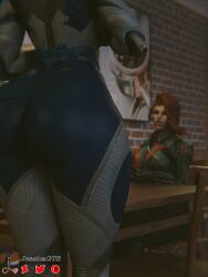 2girls 3d ass black_widow breasts bust busty chest curvaceous curvy female figure giantess hips hourglass invisible invisible_woman jessicagts legs marvel mature size_difference slim sue_storm thick thighs voluptuous