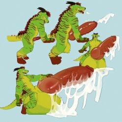 4_toes 5_fingers animal_genitalia anthro balls big_balls big_penis bodily_fluids breath claws cum dragon ejaculation excessive_cum excessive_genital_fluids expansion feet fingers genital_expansion genital_fluids genitals hair hi_res horn huge_balls huge_cock hybrid hyena hyper hyper_balls hyper_genitalia hyper_penis knot looking_pleasured male mammal markings martindosent muscular muscular_anthro muscular_male mythological_creature mythological_scalie mythology parkerhd penile_spines penis penis_expansion red_hair red_penis scales scalie sharp_teeth sheath solo striped_markings stripes tail teeth toes yellow_eyes