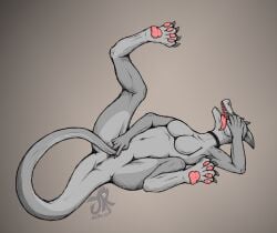 absurd_res anthro anus collar female finger_in_mouth genitals heyupyoursjr hi_res kobold kuki looking_pleasured masturbation pawpads presenting pussy scalie solo spread_legs spread_pussy spreading tail tail_fetish tail_play tongue tongue_out vaginal_penetration