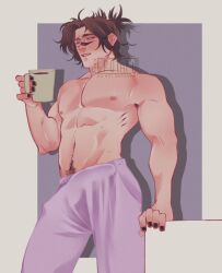 1boy bulge_through_clothing choso_kamo dick_print erection_under_clothes erotaku jujutsu_kaisen male male_only shirtless_male solo