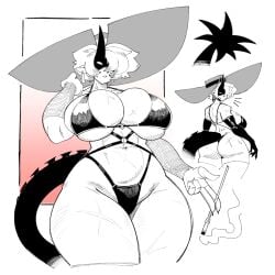 1girls 2024 armwear ass beach big_ass big_breasts bikini breasts breasts_bigger_than_head cigarette curvy curvy_female demon demon_girl ear_piercing earrings female female_only gradient_background hair_over_one_eye hat hips huge_breasts long_ears markings medium_hair navel navel_piercing scars sewerseraph smoking solo solo_female tail tenebria_(sewerseraph) thick_thighs thighs white_background wide_hips