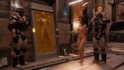 bondage captured damsel_in_distress encasement hiddenrender jack_(mass_effect) kidnapped latex mass_effect miranda_lawson prisoner vaccum vacuum_bed