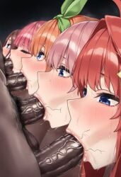 5boys 5girls ai_generated dark-skinned_male fellatio female go-toubun_no_hanayome interracial male nakano_ichika nakano_itsuki nakano_miku nakano_nino nakano_yotsuba netorare oral penis quintuplets sisters