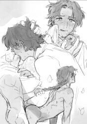 braided_hair cardinal conclave cum cum_on_face fellatio from_behind hand_on_head male male_on_male napkin old_male oral_sex pope semen thomas_lawrence vincent_benitez yaoi