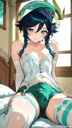 ai_generated bulge bulge_through_clothing femboy genshin_impact kinkyfuel lingerie venti_(genshin_impact)