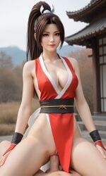 1boy1girl ai_generated breasts fatal_fury female kimono mai_shiranui male penile_penetration penis penis_in_pussy realistic riding_penis snk straight_sex
