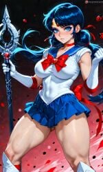 1girls ai_generated bare_arms bare_thighs blue_eyes blue_hair boots bow brooch choker disney disney_channel elbow_gloves eyebrows eyelashes eyeliner eyeshadow female gloves hi_res holding_weapon jewelry knee_boots ladybug_(character) large_ass large_breasts looking_at_viewer marinette_cheng marinette_dupain-cheng miraculous:_tales_of_ladybug_and_cat_noir miraculous_ladybug pleated_skirt sailor_collar sailor_moon_(cosplay) sailor_senshi_uniform skirt solo solo_female solo_focus thick_thighs tiara twintails waifufamily white_gloves