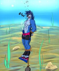 anthro asphyxiation dick_out dick_out_of_pants dick_out_of_shorts dick_out_of_underwear drowning furry tagme underwater underwater_peril underwater_peril_aladdin wolfsworn