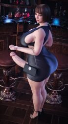 3d asian_female big_ass big_breasts big_butt big_penis big_thighs dress female_only futa_only futanari high_heels huge_ass huge_breasts huge_cock huge_thighs like_a_dragon_(series) mommy party ryuu_ga_gotoku saeko_mukouda sexy_dress stevencarson thick_ass thick_thighs yakuza_(series)