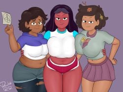 2d 3girls amphibia big_breasts breasts brown_hair camila_noceda cartoon_network clothed clothing crossover dark-skinned_female dark_skin devilishrr disney disney_channel female huge_breasts latina mature mature_female milf mrs._boonchuy oum_boonchuy priyanka_maheswaran steven_universe thai thai_female the_owl_house