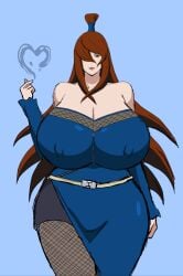 1girls 2d 2d_(artwork) bare_shoulders blue_clothing blue_dress breasts breasts_bigger_than_head clothed_female curvy curvy_figure digital_drawing_(artwork) dress green_eyes hips large_breasts light-skinned_female light_skin long_hair looking_at_viewer looking_pleasured mei_terumi momiji_(artist) naruto naruto_shippuden ninja ninja_girl nipple_bulge red_hair shonen_jump smile smiling_at_viewer solo solo_female solo_focus wide_hips