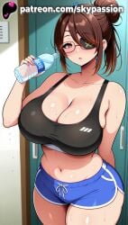1girls 2025 ai_assisted ai_generated anime artist_name attack_on_titan bare_shoulders belly big_breasts big_chest black_tank_top bottle breasts brown_eyes brown_hair bust busty chest cleavage clothed_female curvy female_focus female_only hair_bun hange_zoe hanji_zoe hi_res high_quality high_resolution highres holding holding_bottle large_breasts looking_at_viewer navel open_mouth patreon patreon_username plump shingeki_no_kyojin short_hair shorts skypassion solo solo_focus sports_bra sports_shorts sports_uniform sportswear stable_diffusion sweat tank_top thick_thighs thighs water_bottle watermark