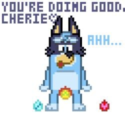 1:1 adult_bluey_(character) alpha_channel anthro australian_cattle_dog bluey_(series) bluey_heeler broken_down_husky_(artist) canid canine canis cattledog digital_media_(artwork) domestic_dog duo egg egg_laying female herding_dog hi_res jean-luc_(bluey) late_posting_i_know male male/female mammal pastoral_dog pixel_art solo transparent_background