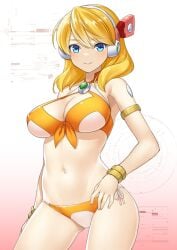 1girls alia android bikini blonde_hair breasts cleavage mega_man mega_man_x robot