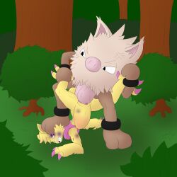 abra absurd_res angry anklet anoelotl ass_up big_penis bracelet brown_body brown_skin bruised bruised_eye claws clenched_teeth clitoris cross-popping_vein digital_drawing_(artwork) digital_media_(artwork) duo feet female fist foot_on_face forced forest forest_background fur generation_1_pokemon genitals hi_res holding_both_ankles holding_both_legs holding_legs_open holding_legs_up huge_cock jewelry lying male male/female male_penetrating mammal missing_tooth multiple_piercings nature nature_background nintendo no_irises on_front penetration penis piercing pig_nose pink_claws pink_eyes pink_penis plant pokemon pokemon_(species) primeape pussy questionable_consent scratches semi-anthro sex shaded spread_legs spreading stomach_bulge submission_hold tail tan_body tan_fur teeth tree vaginal_penetration yellow_body yellow_fur