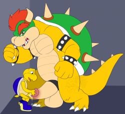 2boys against_surface against_wall anthro balls big_balls big_penis bodily_fluids bowser claws clothing collar corganda cum cum_in_penis cum_inside duo erection footwear footwear_only furry furry_male furry_only gay genital_fluids genitals hair hi_res horn humanoid_genitalia humanoid_penis koopa koopa_troopa large_penis larger_male male male/male male_penetrated male_penetrating male_penetrating_male mario_(series) mostly_nude nintendo nude penetration penile penile_penetration penis penis_in_penis reptile scalie sex shell shoes shoes_only simple_background size_difference smaller_male spiked_collar spikes tail teeth turtle urethral urethral_penetration