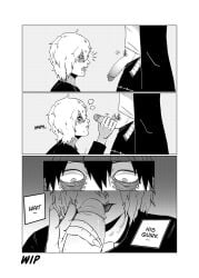angry_expression black_hair boku_no_hero_academia comic comic_page dabi face_closeup gay handjob implied_oral jacob's_ladder loggyburger long_nails male my_hero_academia pout quirk_(mha) scar_on_face shigaraki_tomura shocked shocked_expression skinny todoroki_touya tomura_shigaraki touya_todoroki white_hair yaoi