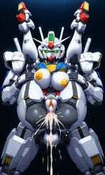 1girls ai_generated anus ass_focus asshole being_held breasts female gundam gundam_aerial gundam_suisei_no_majo hand_on_butt held_by_legs held_up humanoid legs_held_up legs_up looking_at_own_ass mecha mobile_suit robot robot_girl standing standing_sex thick_ass thick_thighs tight_ass