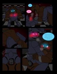 2boys 2robots animatronic animatronic_male animatronics avj_(artist) bonnie_(fnaf) cum_in_ass freddy_(fnaf) freddy_fazbear's_pizzeria_simulator gay gays large_ass large_penis larger_male male penis_in_ass sex sex_gay spanish_text