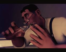 3d abel-dujardin bukkake cum_on_face cum_on_fingers cum_on_glasses cum_splatter erecton gay glans glasses invisibility invisibility_cloak invisible invisible_male invisible_penis male male/male male_only medic_(team_fortress_2) open_mouth oral oral_sex penis sfm source_filmmaker spy_(team_fortress_2) team_fortress_2 yaoi