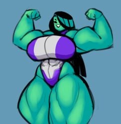 cute_face female green_skin large_breasts marvel marvel_comics mirci muscles muscular muscular_arms muscular_female muscular_thighs she-hulk taller_girl