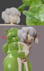 1boy1futa anal anal_sex balls big_breasts big_dom_small_sub blush breasts brickey futanari green_skin green_slime grey_hair halfling halfling_male heart heart_symbol nipples nude nude_futa nude_male penis slime_girl slymee stomach_bulge sycneit_(artist) tagme thighs