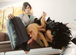 3d asian_female blonde_hair brown_hair dominant_female dominated_female emilie_de_rochefort feet foot_domination foot_fetish foot_worship footdom french_female grabbing_hair hair_grab hair_pull hakama headband japanese_female kazama_asuka light-skinned_female martial_arts mascara nail_polish painted_nails painted_toenails pulling_hair slimepope stirrup_footwear stirrup_legwear stirrup_socks stirrups submissive_female sucking_toes tekken tekken_8 toe_in_mouth toe_sucking toenail_polish