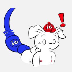 1:1 anal anthro cable canid canine canis clothing domestic_dog ethernet_cable fur gui_(gui_e_estopa) hat headgear headwear hi_res male mammal nipples sleepyly solo surprised technology technophilia white_body white_fur