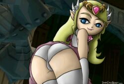 animated ass blonde_hair blue_eyes bubble_butt darkeyedbeast dat_ass female female_only hair hylian looking_back nintendo panties presenting princess_zelda solo the_legend_of_zelda the_wind_waker toon_zelda twerking upskirt white_panties wind_waker young