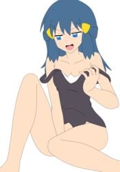 1girls absurdres ass blue_eyes blue_hair busakumas censored dawn_(pokemon) female highres legs long_hair miniskirt nintendo no_panties photoshop pokemon skirt smile thighs vector_trace