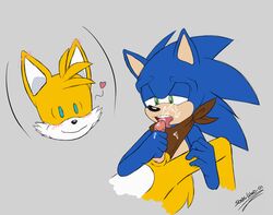 anthro blue_arms blue_fur blush canine fox furry hedgehog male mammal oral penis sex sonic_(series) sonic_the_hedgehog sonicwind01 tails yaoi