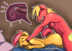 2015 anthro anthrofied ass babs_seed_(mlp) big_macintosh_(mlp) blonde_hair closed_eyes cousins cum cum_in_pussy cum_inside cutie_mark duo equine female freckles friendship_is_magic from_behind hair horse incest internal male mammal multicolored_hair my_little_pony nude ohmymarton open_mouth penetration penis red_hair sex tongue two_tone_hair vaginal_penetration vaginal_penetration