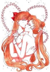 2girls bishoujo_senshi_sailor_moon bow cloveras embracing female female_only human minako_aino nude tagme usagi_tsukino yuri