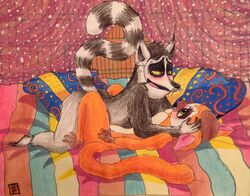 1boy1girl all_hail_king_julien bed blush clover_(madagascar) curtains dreamworks king_julien madagascar_(series) pillows puku83 sex tagme