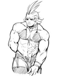 all_might buff buff_male crossdressing embarrassed lingerie looking_away male male_focus male_only scar shoguru solo_male