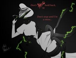 alastor_(hazbin_hotel) ambiguous_gender ambiguous_penetrating ambiguous_penetrating_futa ambiguous_penetrating_intersex anal anal_sex blush bodily_fluids breasts bulge clenched_teeth clothing dialogue dress drooling electricity english_text erection erection_under_clothing faceless_ambiguous faceless_character futa/ambiguous futa_human futa_penetrated futanari green_electricity hair hazbin_hotel heart_symbol hellaverse human human_focus human_penetrated intersex intersex/ambiguous intersex_human intersex_penetrated larger_ambiguous long_sleeves mammal medium_breasts moan monster mtg_crossgender mti_crossgender neck_grab not_furry penetration potatonebula red_text rosie_(hazbin_hotel) saliva sex sharp_teeth short_hair signature size_difference smaller_futa smaller_human smaller_intersex solo_focus spot_color talking_to_another talking_to_partner tears teeth tentacle tentacle_around_leg tentacle_in_ass tentacle_penetration teratophilia text torn_clothing torn_dress torso_grab triple_anal triple_penetration