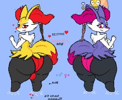 ass_bigger_than_head back_view braixen femboy furry grumpy pixel_art pokemon_(species) wplace