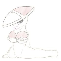 anthro anthrofied areola big_breasts breasts duckface erect_nipples female foongus fungi_fauna fungus grey_eyes hi_res looking_at_viewer mushroom nintendo nipples nude poke_ball pokemon posexe pussy simple_background solo spread_legs spreading video_games white_background white_skin