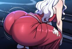 ai_generated ass_focus big_ass big_breasts big_butt breasts bubble_butt curvy dress fairy_tail female huge_ass large_ass large_breasts mirajane_strauss narrow_waist soujii thick_thighs twerk twerking white_hair wide_hips