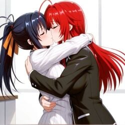 2girls ai_generated akeno_himejima animated female female_only girl_on_girl high_school_dxd lesbian_couple lesbian_focus lesbian_kiss mp4 rias_gremory sound tagme video yuri