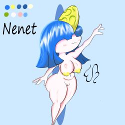 absurd_res anthro areola ass big_breasts big_butt blush breasts eddiebrije female generation_3_pokemon genitals hi_res nenet_(eddiebrije) nintendo nipples not_furry nude pokemon pokemon_(species) pussy ralts simple_background smile solo vulva white_body wide_hips yellow_areola yellow_nipples yellow_vulva