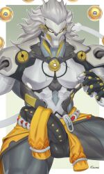 android balls banyue_(zenless_zone_zero) erection genitals glans hair hi_res machine male male_only muscular muscular_male penis robot robot_boy sacorxi solo zenless_zone_zero