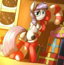 2015 absurd_res anatomically_correct anatomically_correct_pussy animal_genitalia anus ass candy candy_cane christmas cutie_mark earth_pony equine equine_pussy female food friendship_is_magic gift hair hi_res holidays horse looking_at_viewer mammal maud_pie maud_pie_(mlp) my_little_pony otakuap pony purple_hair pussy red_legwear smile solo thighhighs