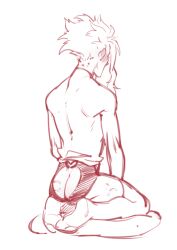 1boy all_might behind_view bite_mark bite_marks blush hickey hickeys_on_neck lingerie male male_only monochrome my_hero_academia shoguru sketch solo solo_male turned_away